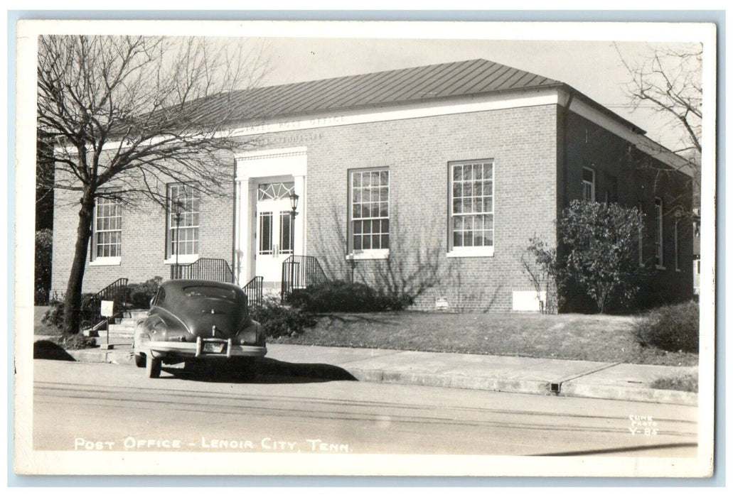 c1940's Post Office Building Car Lenoir City Tennessee TN RPPC Photo Postcard