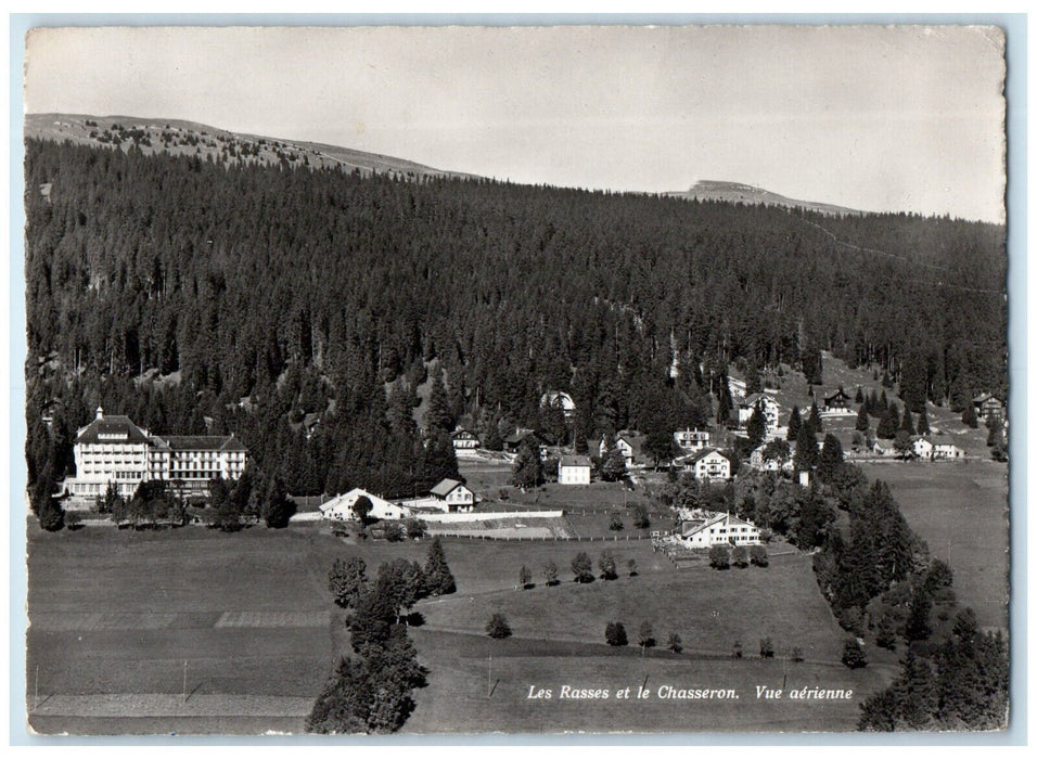 1969 Aerial view of Les Rasses and Le Chasseron Switzerland RPPC Photo Postcard