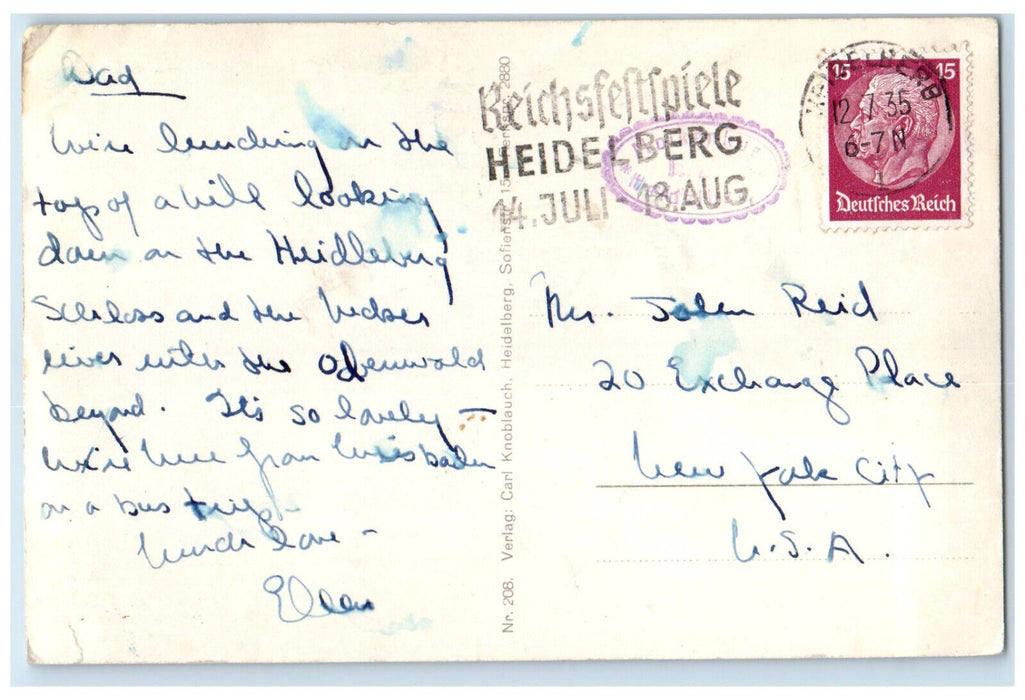 1935 The Castle Court Heidelberg Germany Vintage RPPC Photo Postcard
