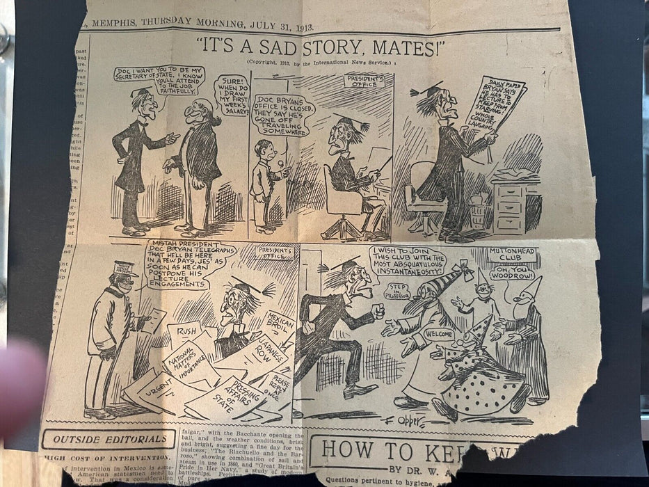 1913 Commercial Appeal Newspaper Memphis TN Woodrow President Comic Humor