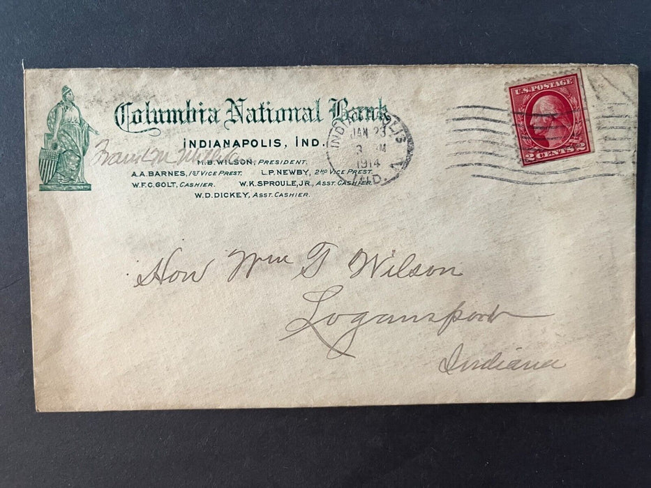 1914 Columbia National Bank Indianapolis Indiana Illustrated Advertising Cover