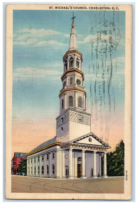 1939 St. Michael's Church Chapel Exterior Charleston South Carolina SC Postcard