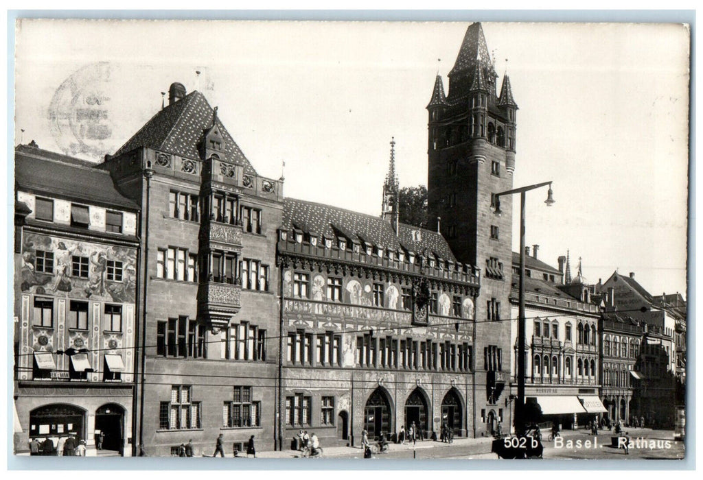 1954 View of Basel Town Hall Basel Switzerland Posted RPPC Photo Postcard