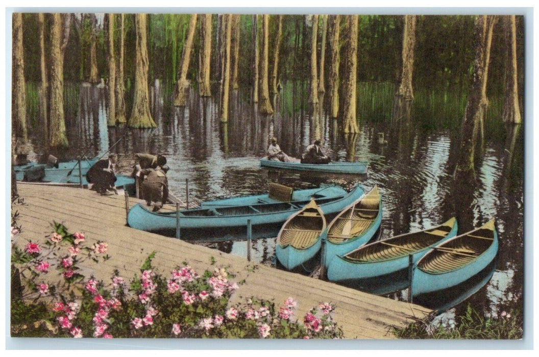 1940 Scenic View Cypress Gardens Charleston South Carolina Hand-Colored Postcard