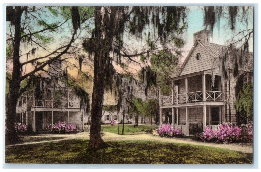 c1940 Yeamans Hall Cottages Charleston South Carolina SC Hand-Colored Postcard