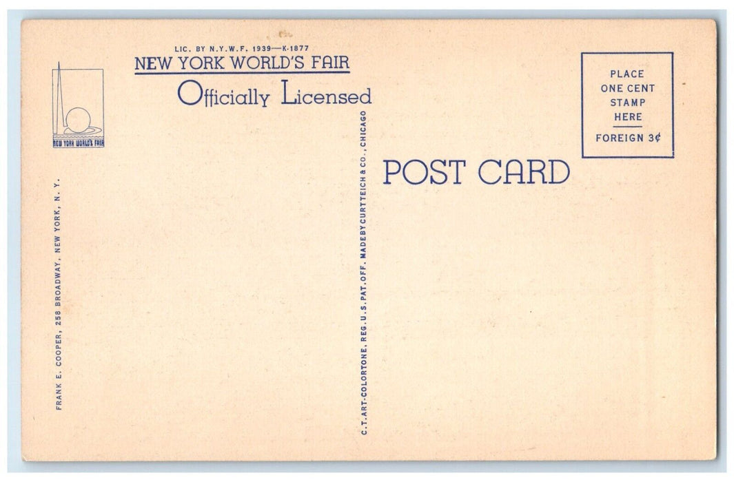 c1930's New York World's Fair Japanese Pavilion Flag Unposted Vintage Postcard