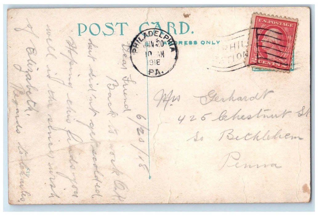 1918 Masonic Temple Broad Filbert Sts Trolley Philadelphia Pennsylvania Postcard