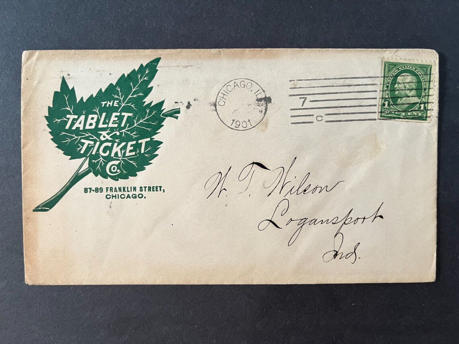 1901 Tablet Ticket Co Chicago Illinois Leaf Illustrated Advertising 1 Cent Cover