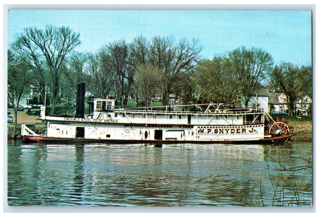 c1960 Steamboat WP Snyder Jr. Stern-Wheelers Ohio River Vintage Antique Postcard