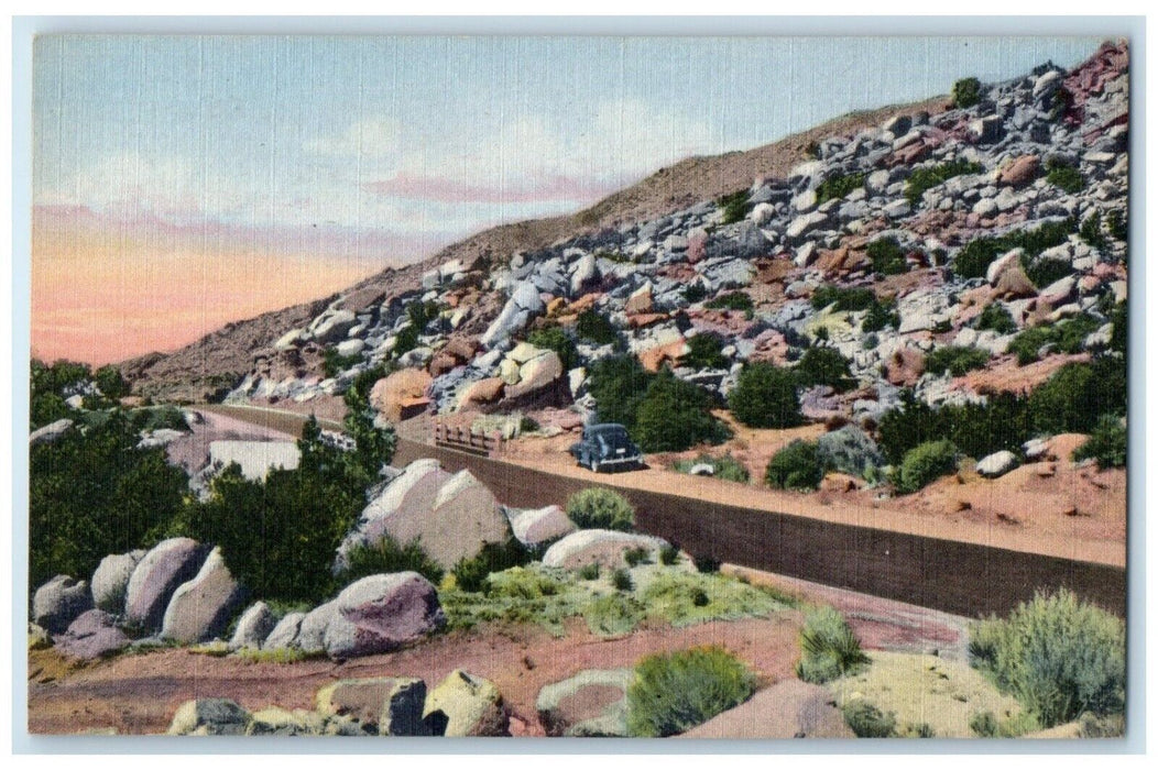 c1940 Scene Tijeras Canyon Highway City Of Rocks Albuquerque New Mexico Postcard