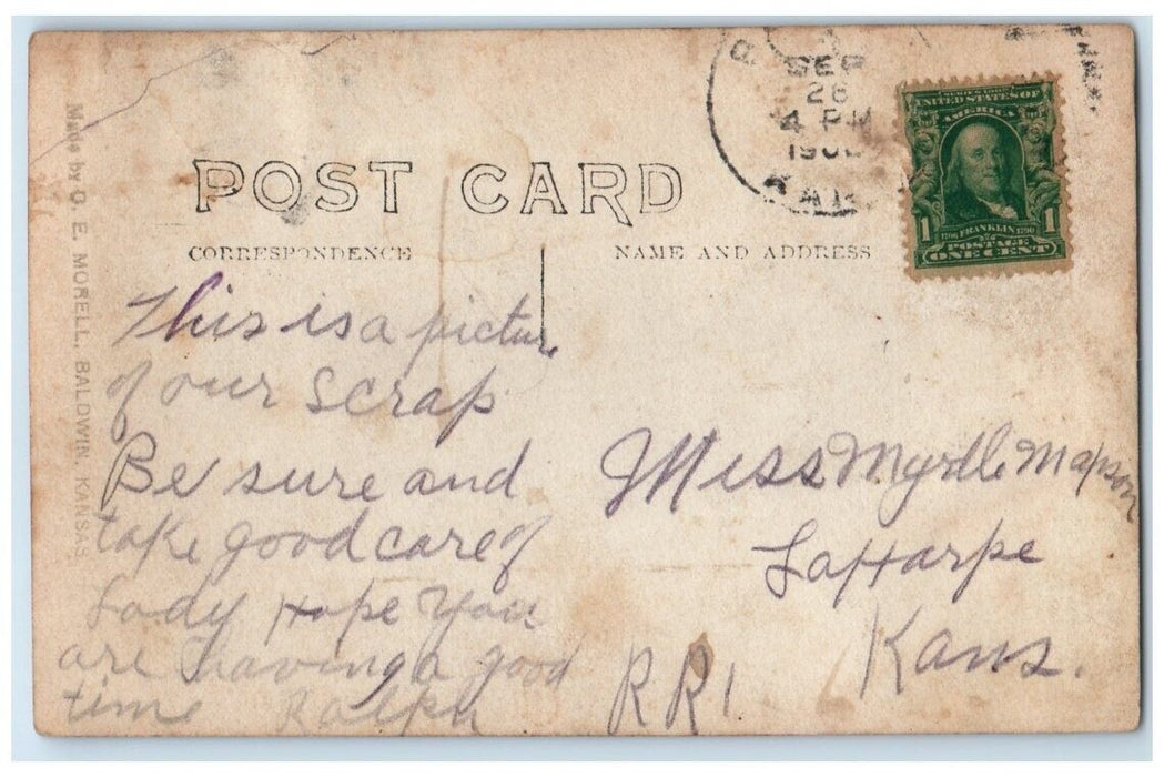 1908  Sophomore Freshman Scrap Baker University Baldwin KS RPPC Photo Postcard