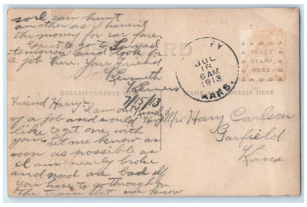 1913 High School Student Photos H.S. Sears Kinsley Kansas KS RPPC Photo Postcard