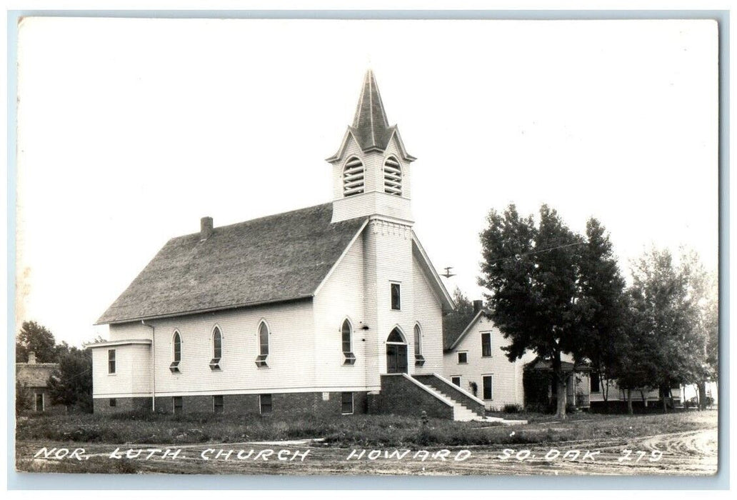 c1940's North Lutheran Church View Howard South Dakota SD RPPC Photo Postcard