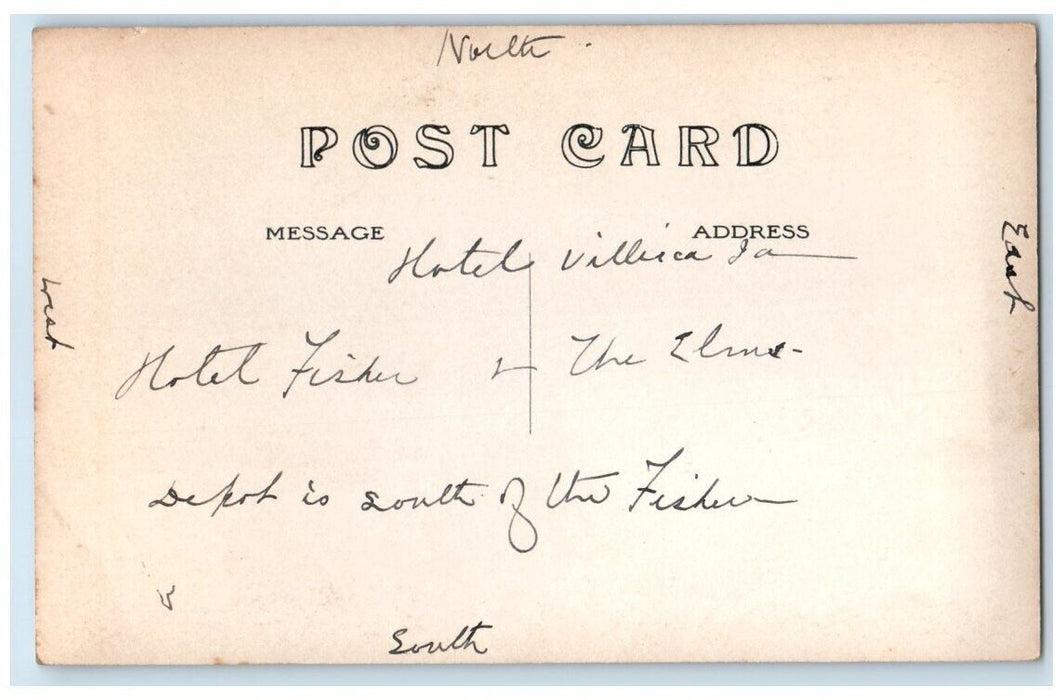 c1918 Hotel Fisher And Villisca Hotel View Iowa IA RPPC Photo Unposted Postcard