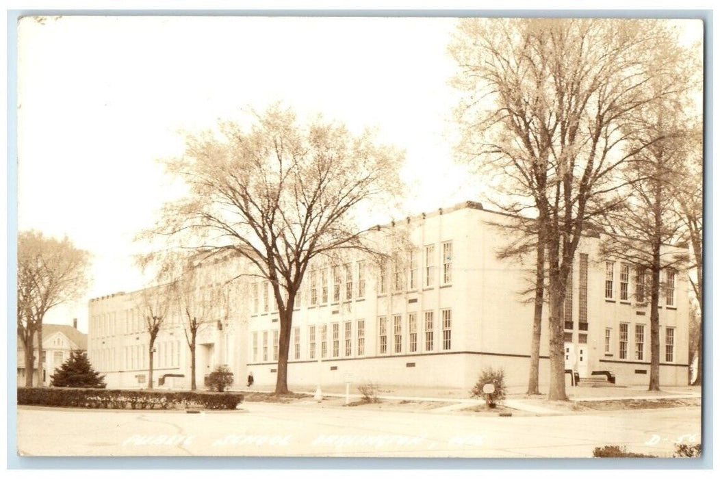 c1940's Public School Building View Darlington Wisconsin WI RPPC Photo Postcard