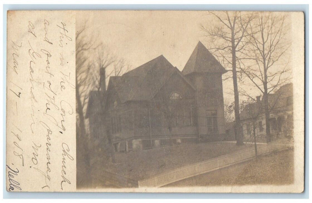 1908 Congregational Church Building View Grandin Missouri MO RPPC Photo Postcard