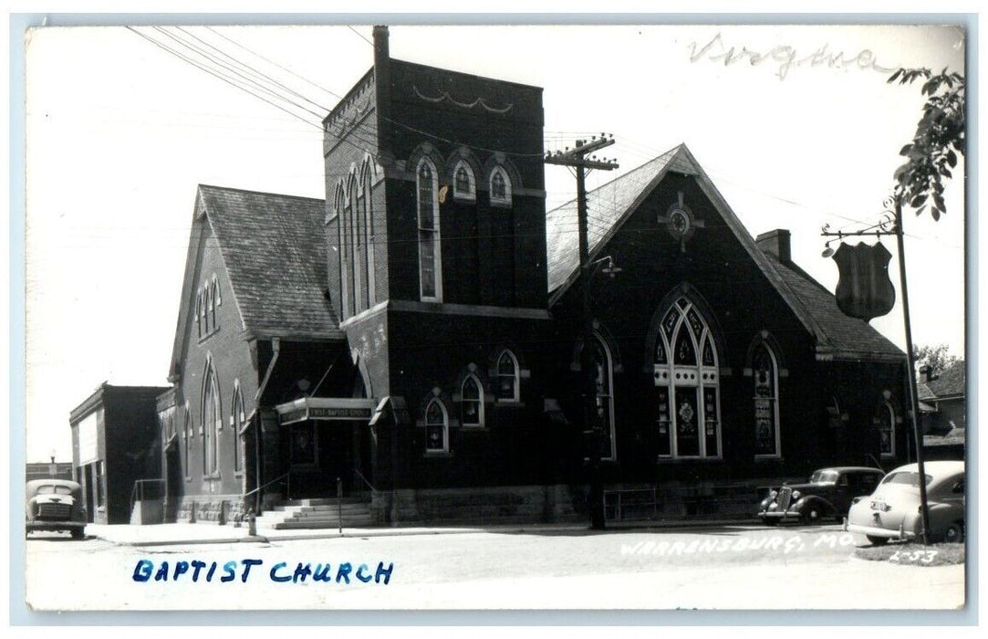 c1940's Baptist Church Building Warrensburg Missouri MO RPPC Photo Postcard