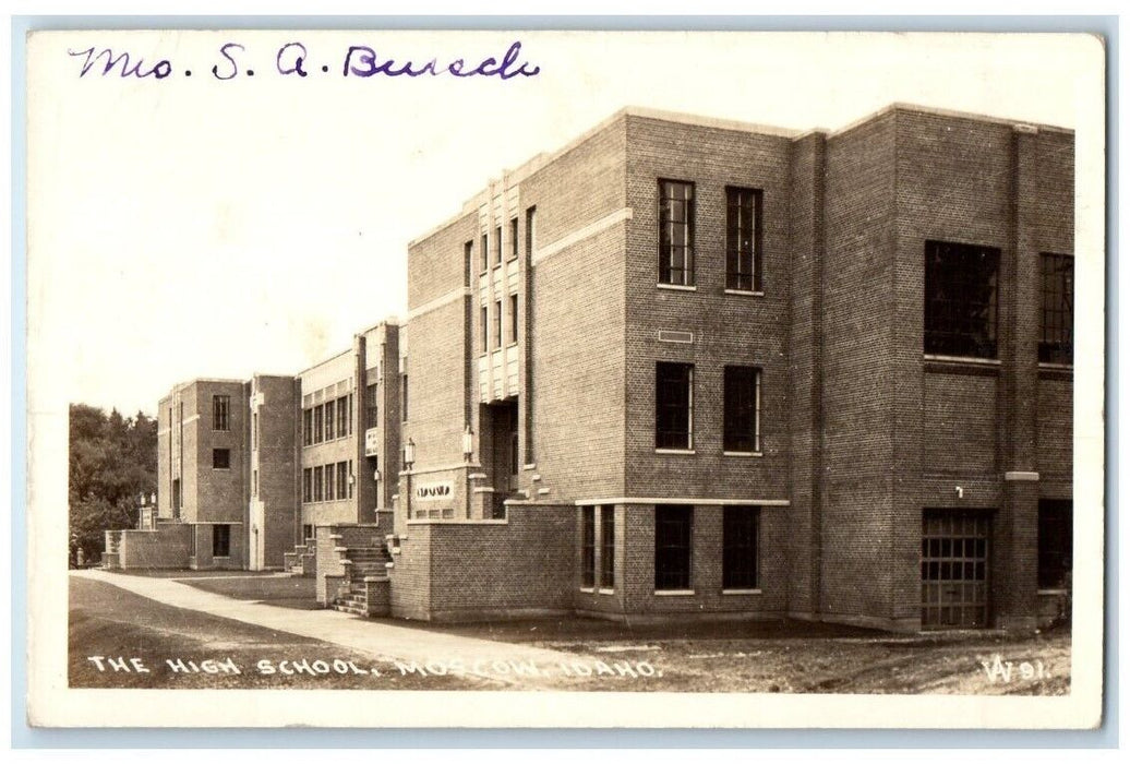 c1940's High School Building View Moscow Idaho ID RPPC Photo Unposted Postcard