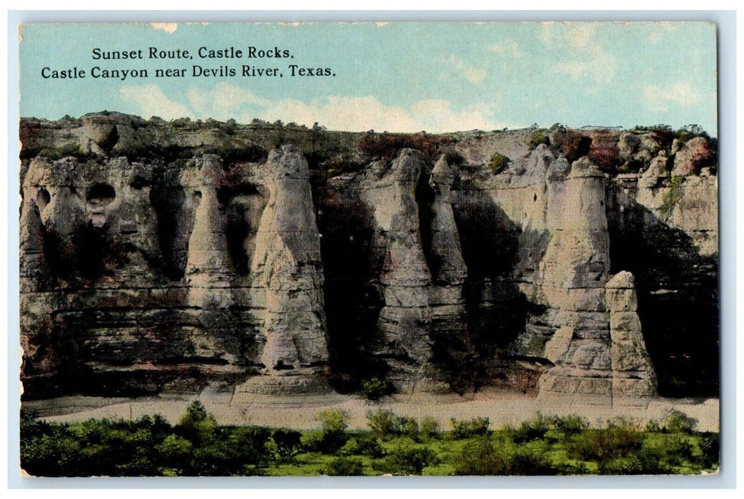1910 Sunset Route Castle Rocks Castle Canyon Devils River Texas Vintage Postcard