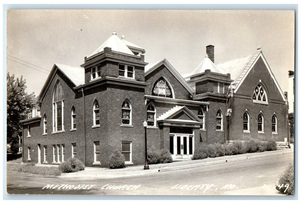 c1940's Methodist Church Building View Liberty Missouri MO RPPC Photo Postcard