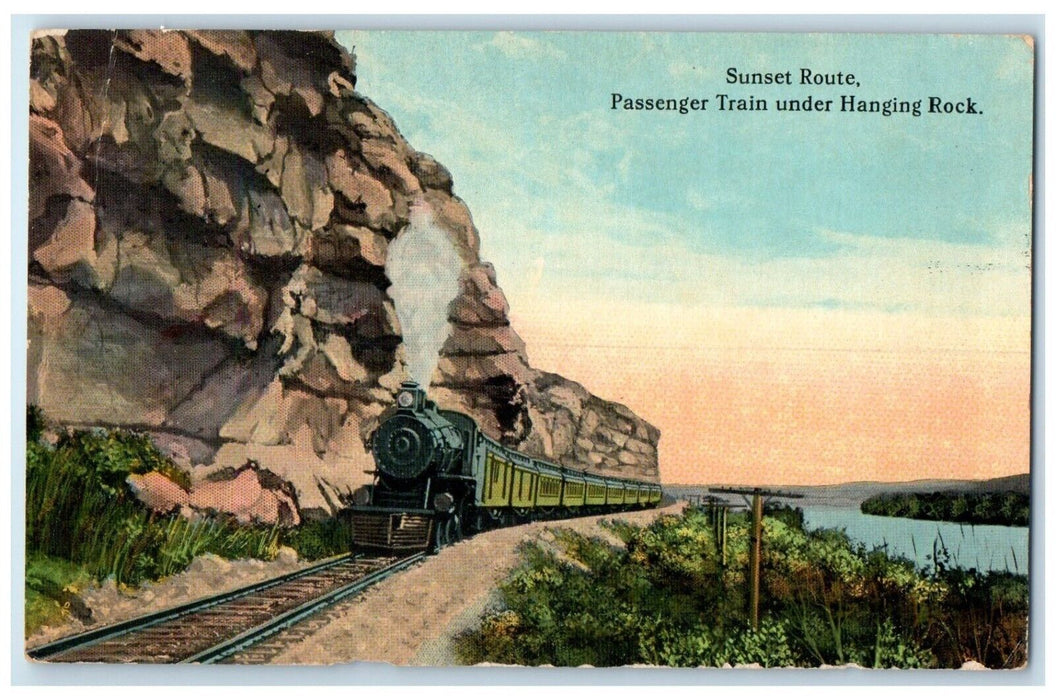 1910 Sunset Route Passenger Locomotive Train Hanging Rock Texas Antique Postcard