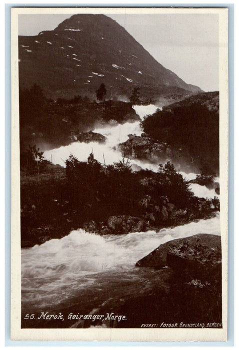 c1940's Water Scene at Merok Geiranger Norway Unposted RPPC Photo Postcard