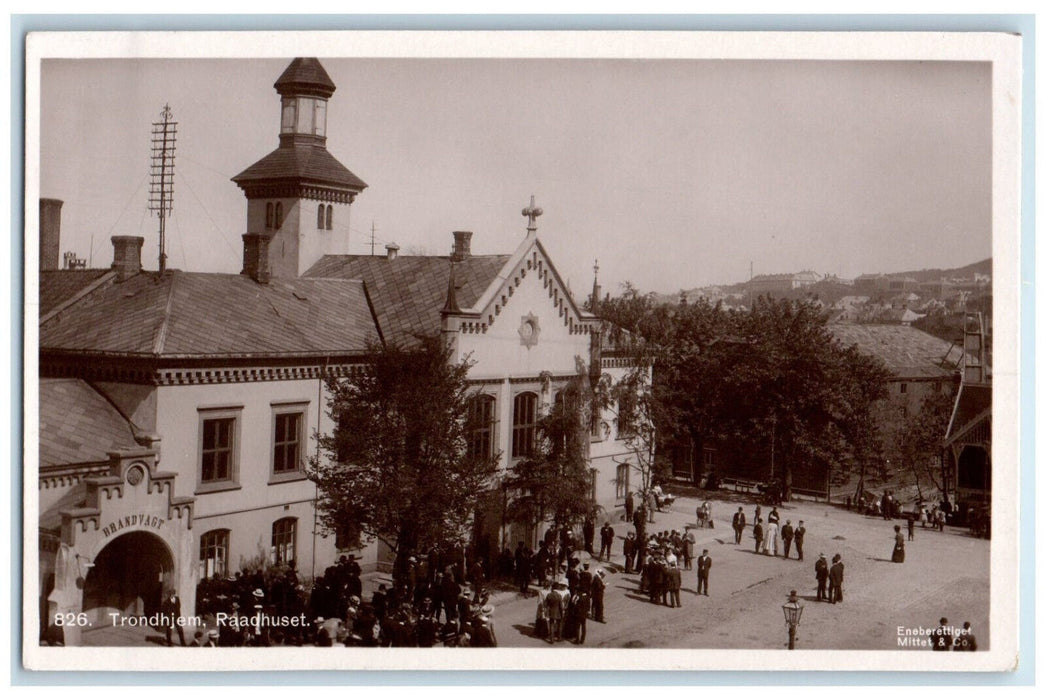 c1940's Raadhuset City Hall in Trondheim Norway RPPC Photo Postcard