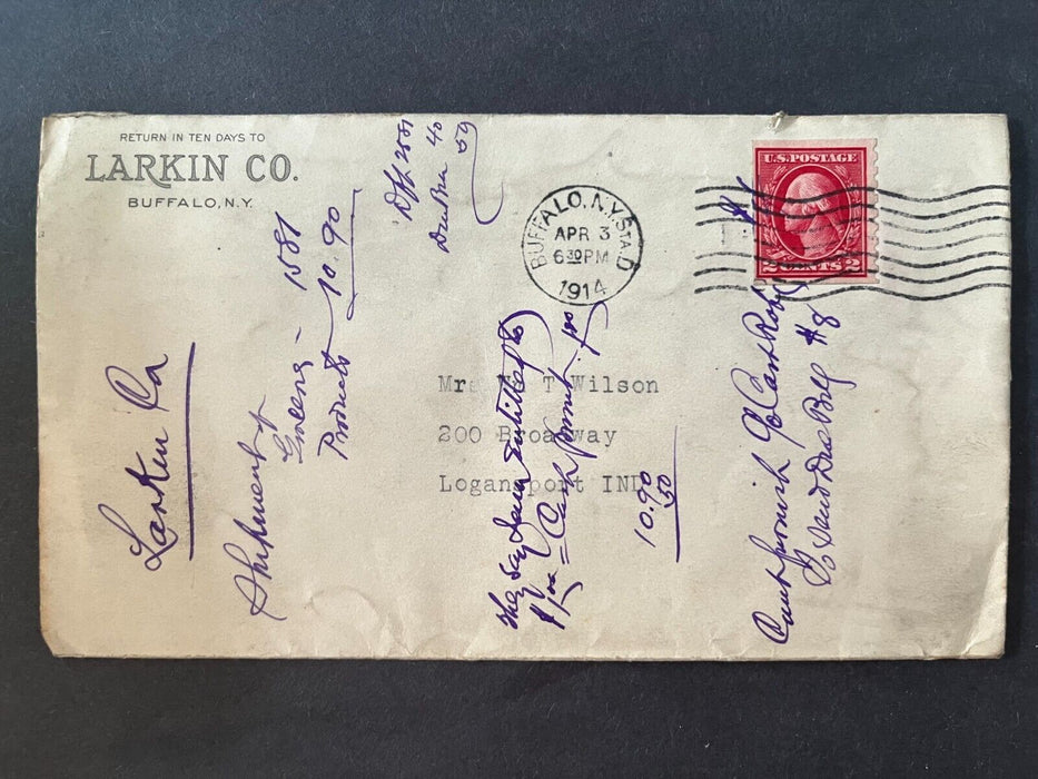 1914 Larkin Company Buffalo New York Logansport Indiana 2 Cent Cover