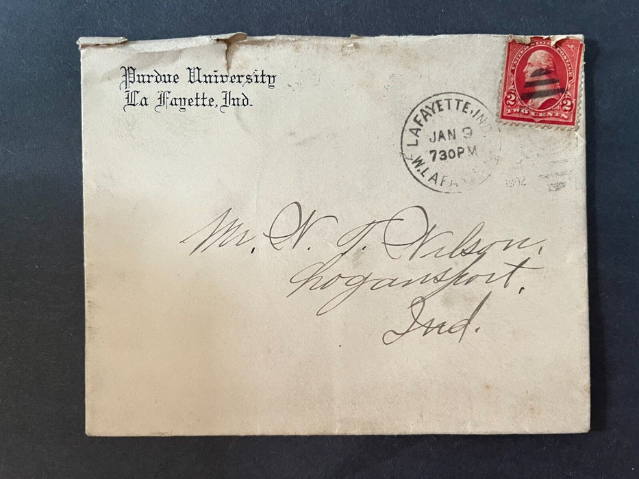 1902 Purdue University La Fayette Indiana Logansport Duplex Cancel 2 Cent Cover