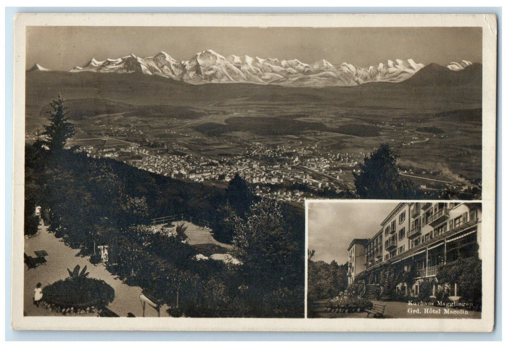 c1940's Biel From Magglingen View from Macoli Switzerland RPPC Photo Postcard