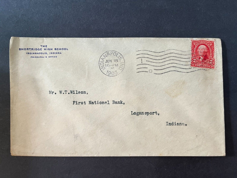 The Shortridge High School Indianapolis Indiana Logansport Flag Cancel Cover