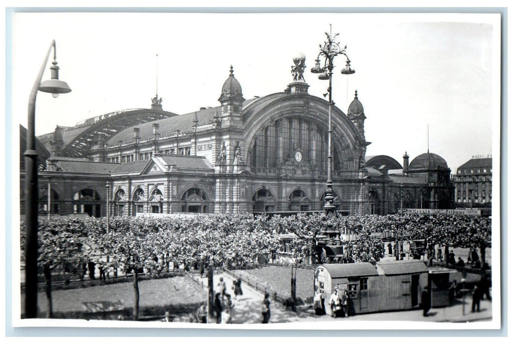 c1940's View of Building with Clock Frankfurt Germany RPPC Photo Postcard