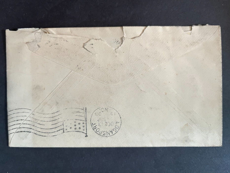 1903 Jos G. Rogers Longcliff Logansport Indiana Flag Cancel 2 Cent Cover