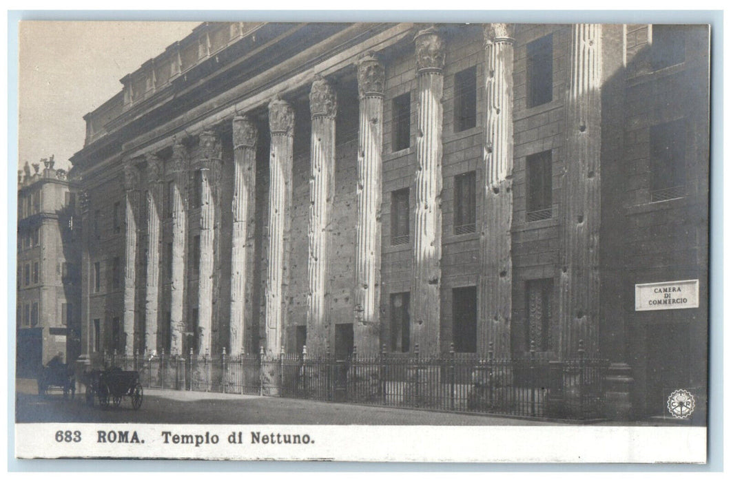 c1940's Temple of Neptune Rome Italy Vintage Unposted RPPC Photo Postcard