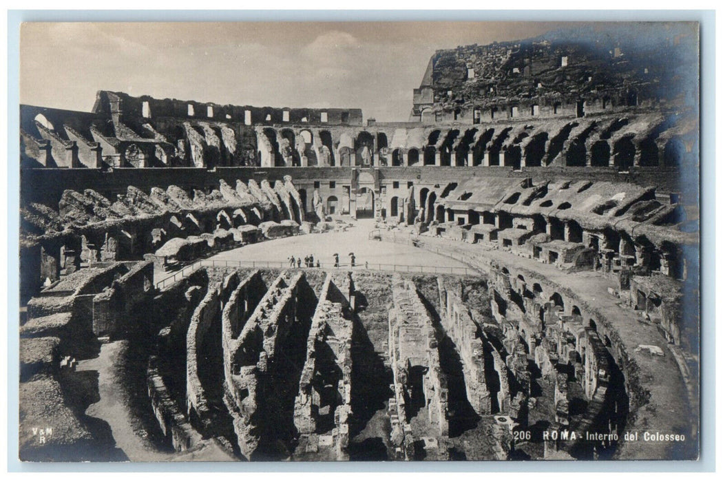 c1940's Interno Del Colosseo Rome Italy Unposted Vintage RPPC Photo Postcard