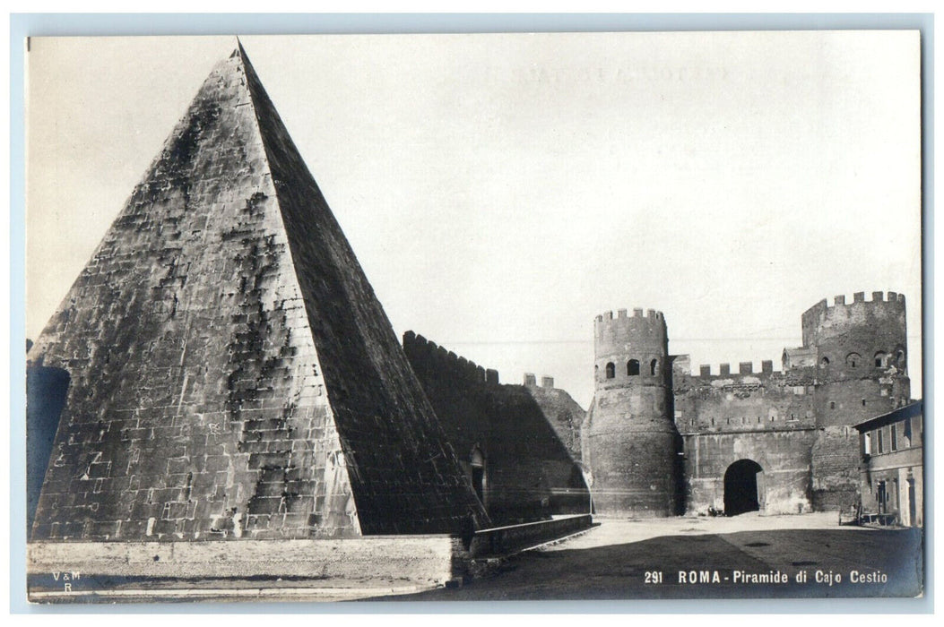 c1950's Pyramid of Caius Cestius Rome Italy Unposted Vintage RPPC Photo Postcard