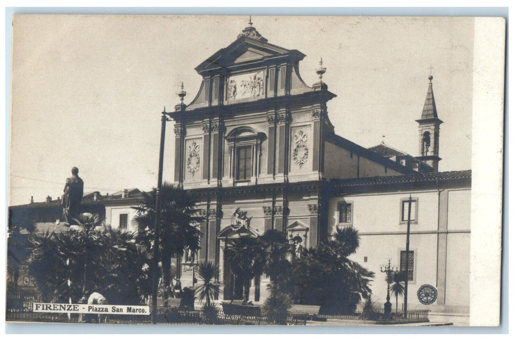 c1940's San Marco Square Florence Italy Unposted Vintage RPPC Photo Postcard
