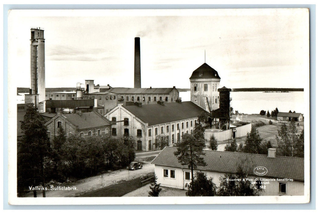 c1950's Vallvik's Sulfite Factory Sweden Posted Vintage RPPC Photo Postcard
