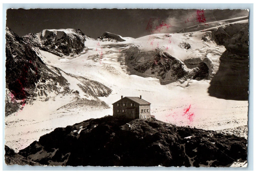 c1940's Val Des Dix Hut And Arolla Pigne Switzerland RPPC Photo Postcard