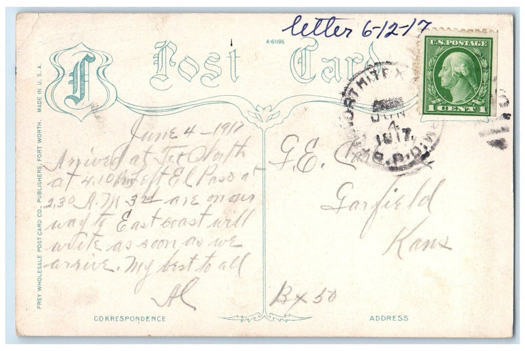 1917 First Christian Church Street Scene Forth Worth Texas TX RPO Postcard