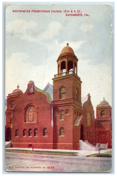 c1910's Westminster Presbyterian Church Sacramento California CA Postcard