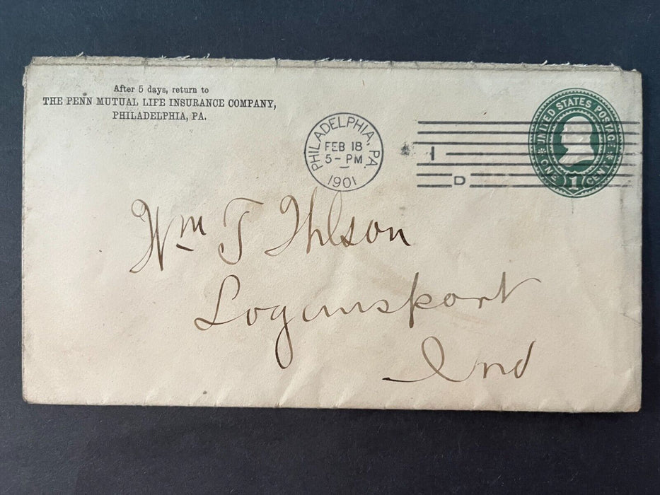 Penn Mutual Life Insurance Company Philadelphia Pennsylvania Logansport IN Cover