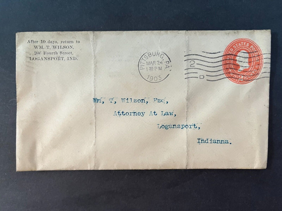 1913 WM T Wilson Logansport Indiana Pittsburg Pennsylvania Logansport Cover