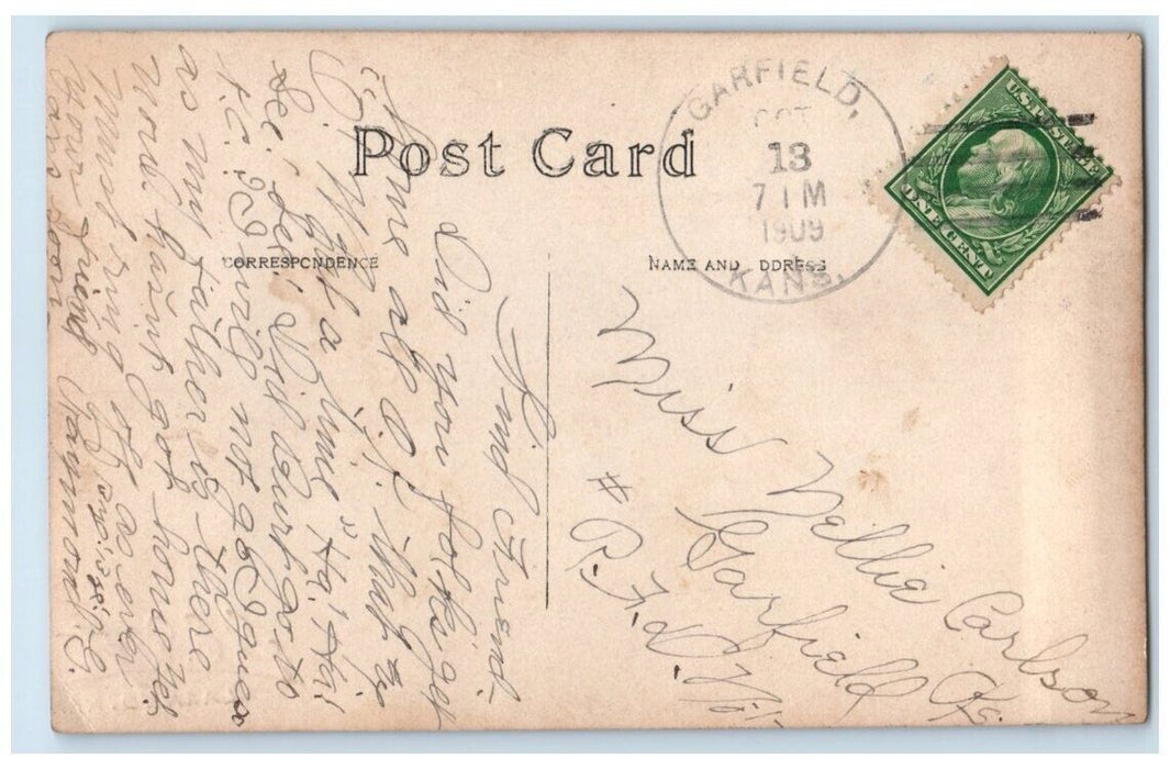 1909 Broadway Street Theater Restaurant View Larned KS RPPC Photo Postcard