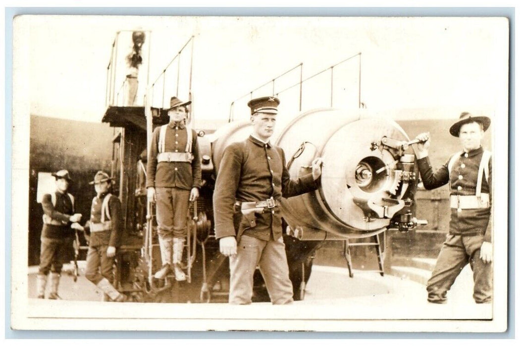 c1910's US Coast Guard Breech Loader On Deck Of Ship View RPPC Photo Postcard
