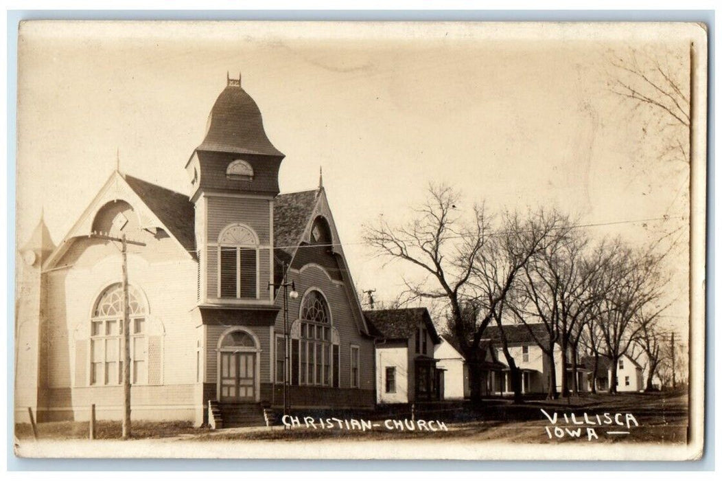 c1910's Christian Church Building View Villisca Iowa IA RPPC Photo Postcard