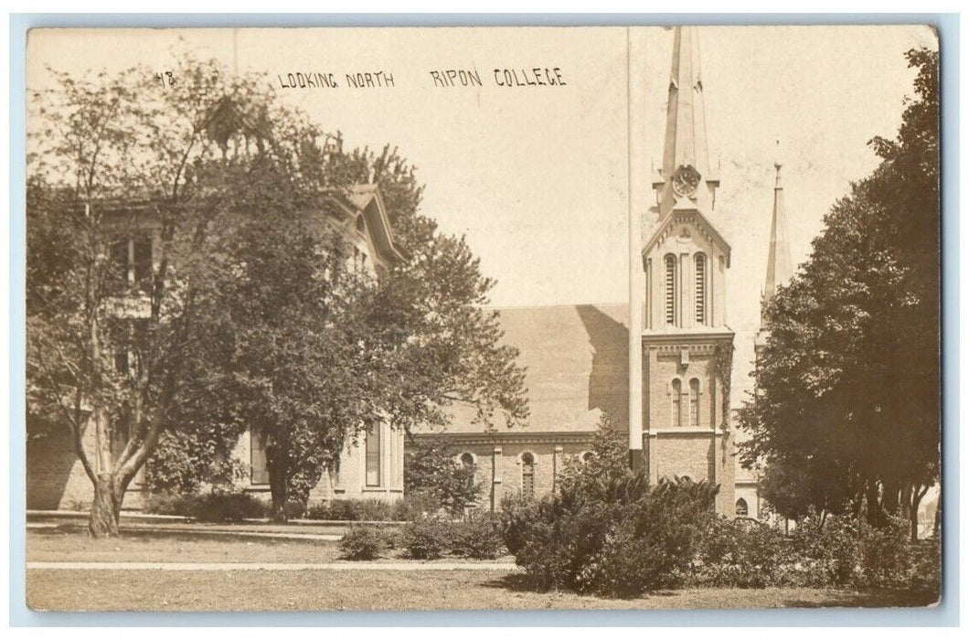 1913 Ripon College Building Looking North Ripon Wisconsin WI RPPC Photo Postcard