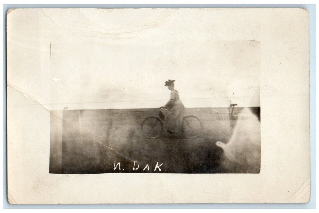 c1910's Bicycle Wicked Witch Wizard Of Oz North Dakota ND RPPC Photo Postcard