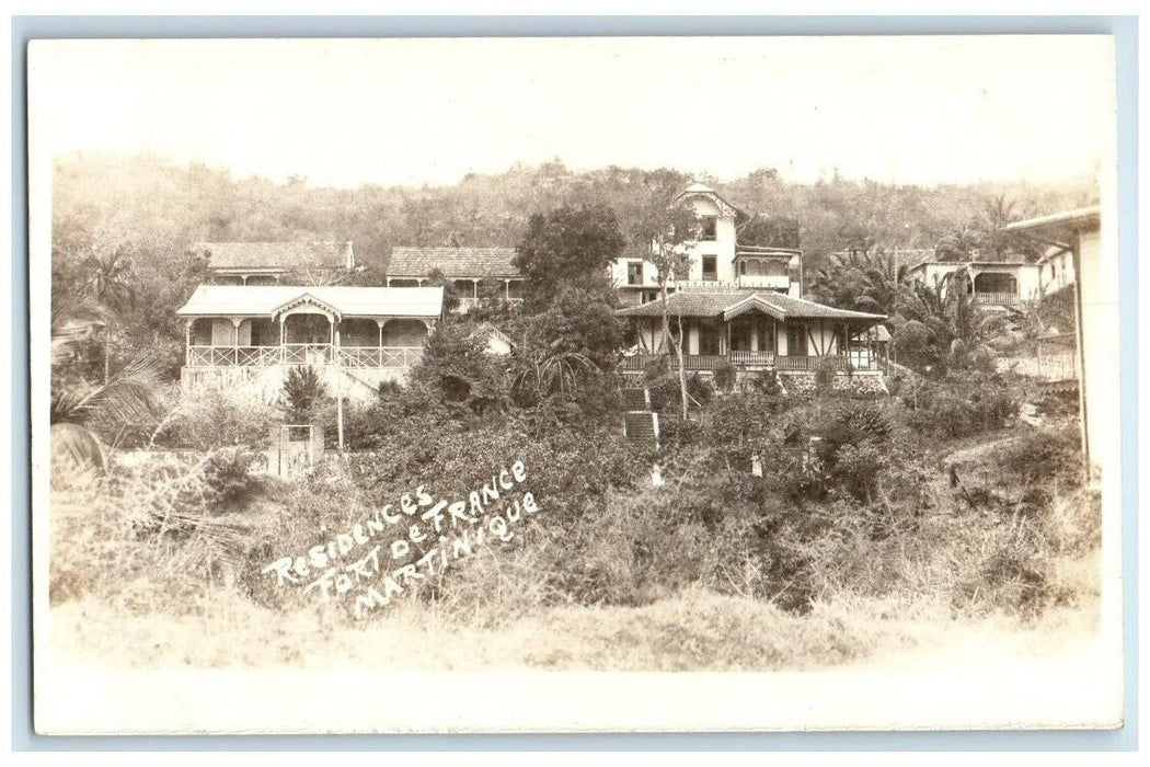 c1918 Residence Home Fort De France Martinique Caribbean RPPC Photo Postcard