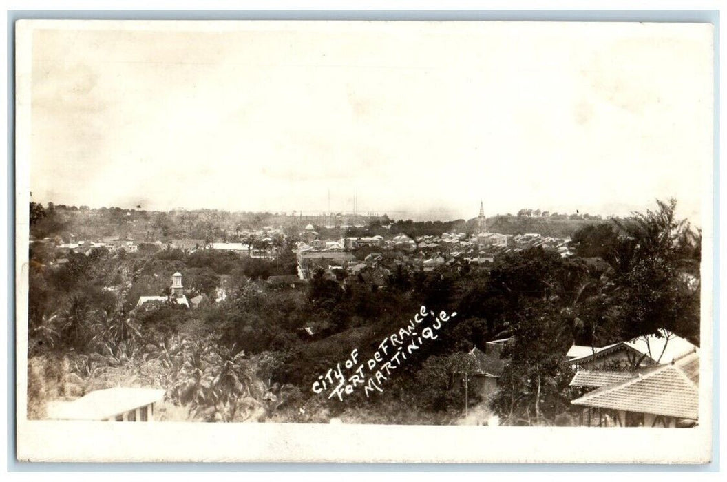 c1918 Birds Eye View Fort De France Martinique Caribbean RPPC Photo Postcard